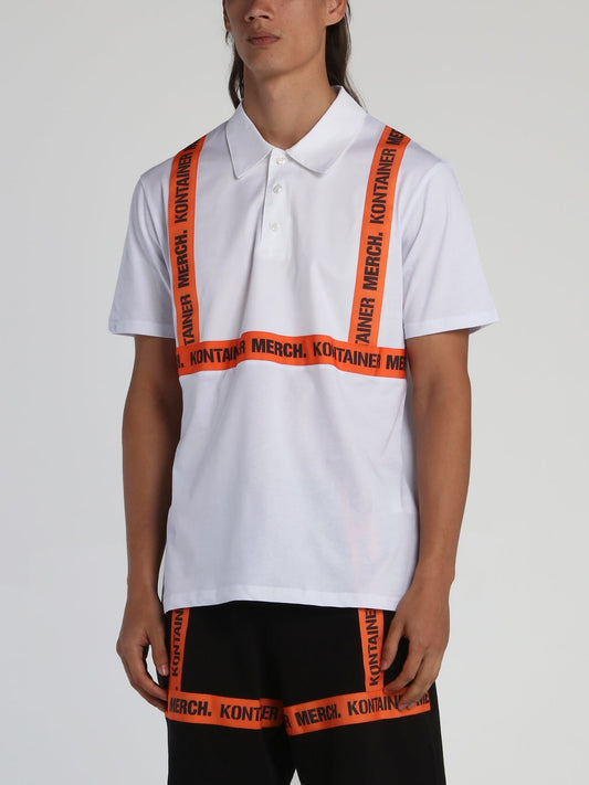 White Logo Tape Polo Shirt