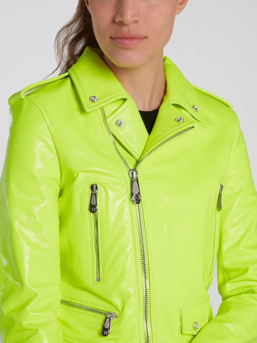 Neon Leather Biker Jacket