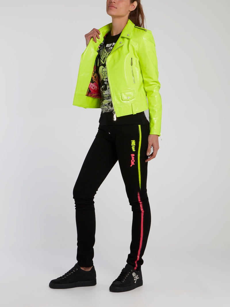 Neon Leather Biker Jacket