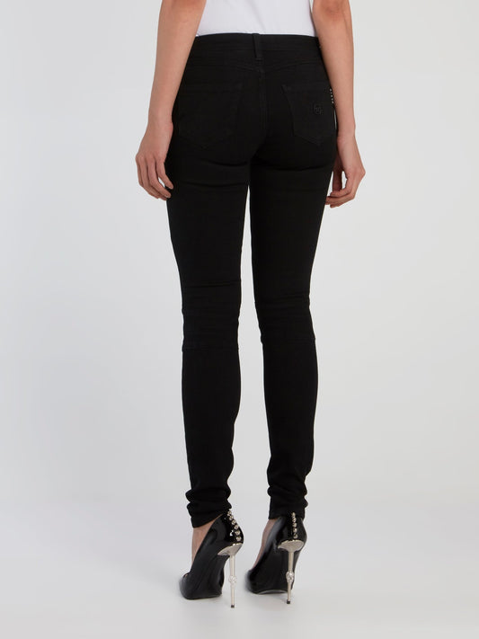 Black Skinny Biker Jeans