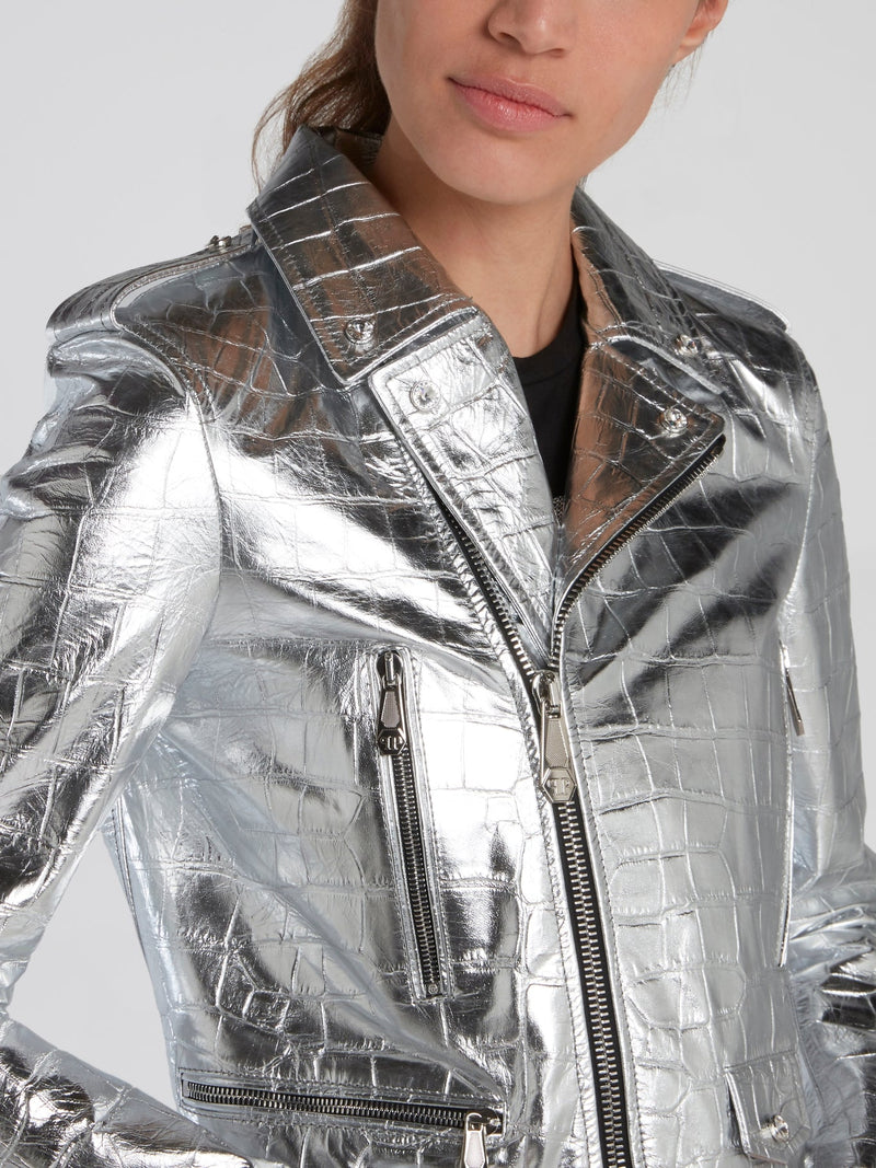 Metallic Reptilian Biker Jacket