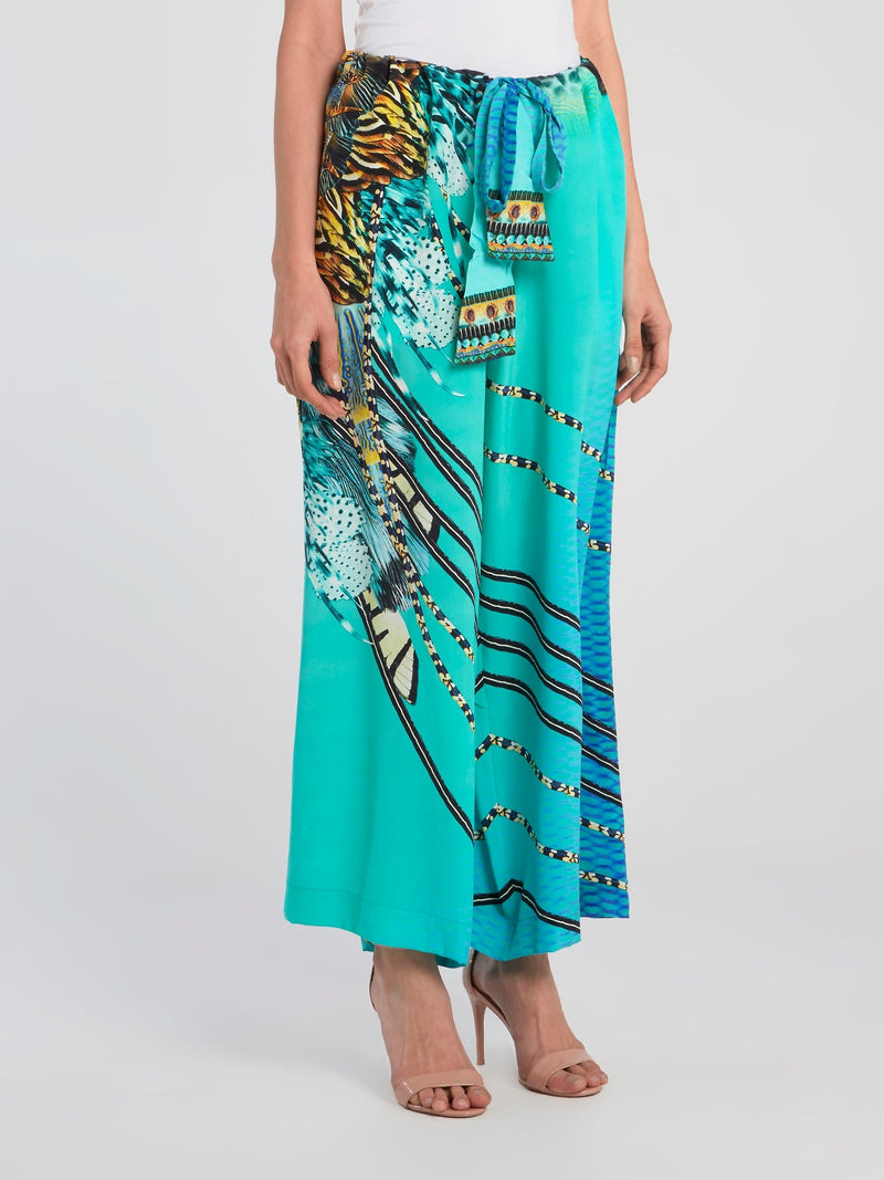 Tie Waist Silk Palazzo Pants