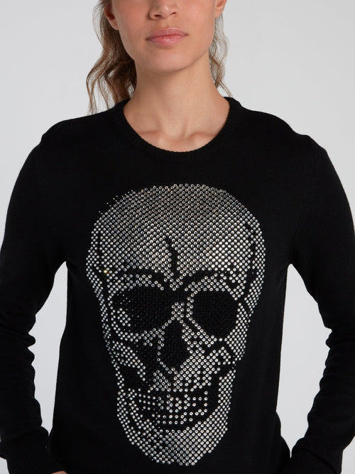 Black Rhinestone Skull Jumper