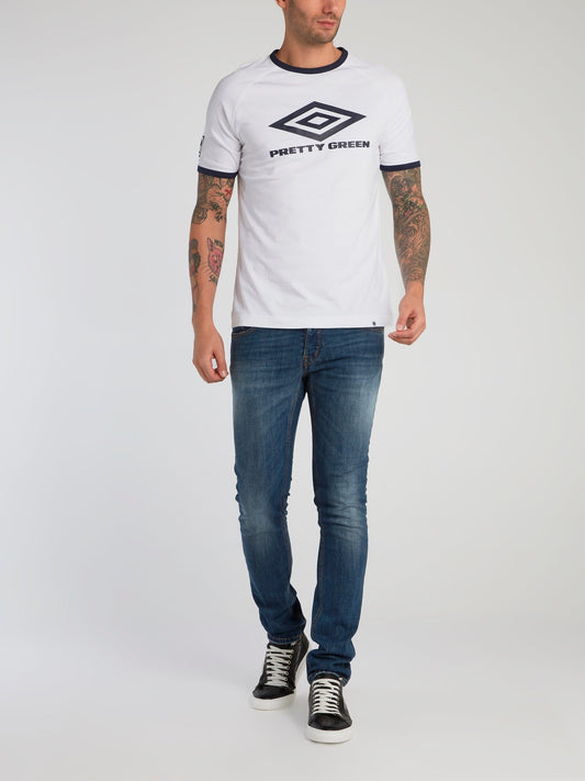 Pretty Green x Umbro White Contrast Trim T-Shirt