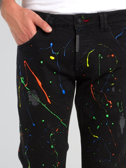 Black Paint Splatter Distressed Jeans