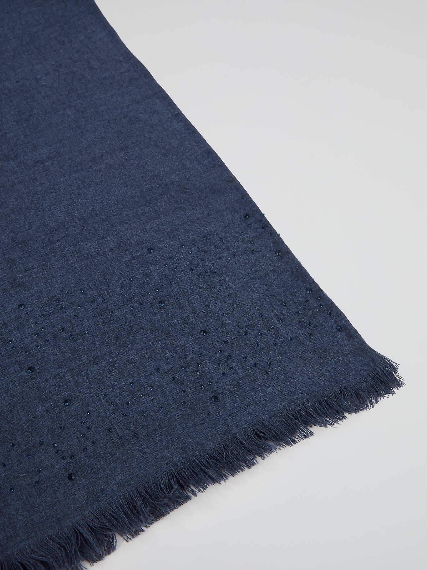 Navy Frayed Strass Stole