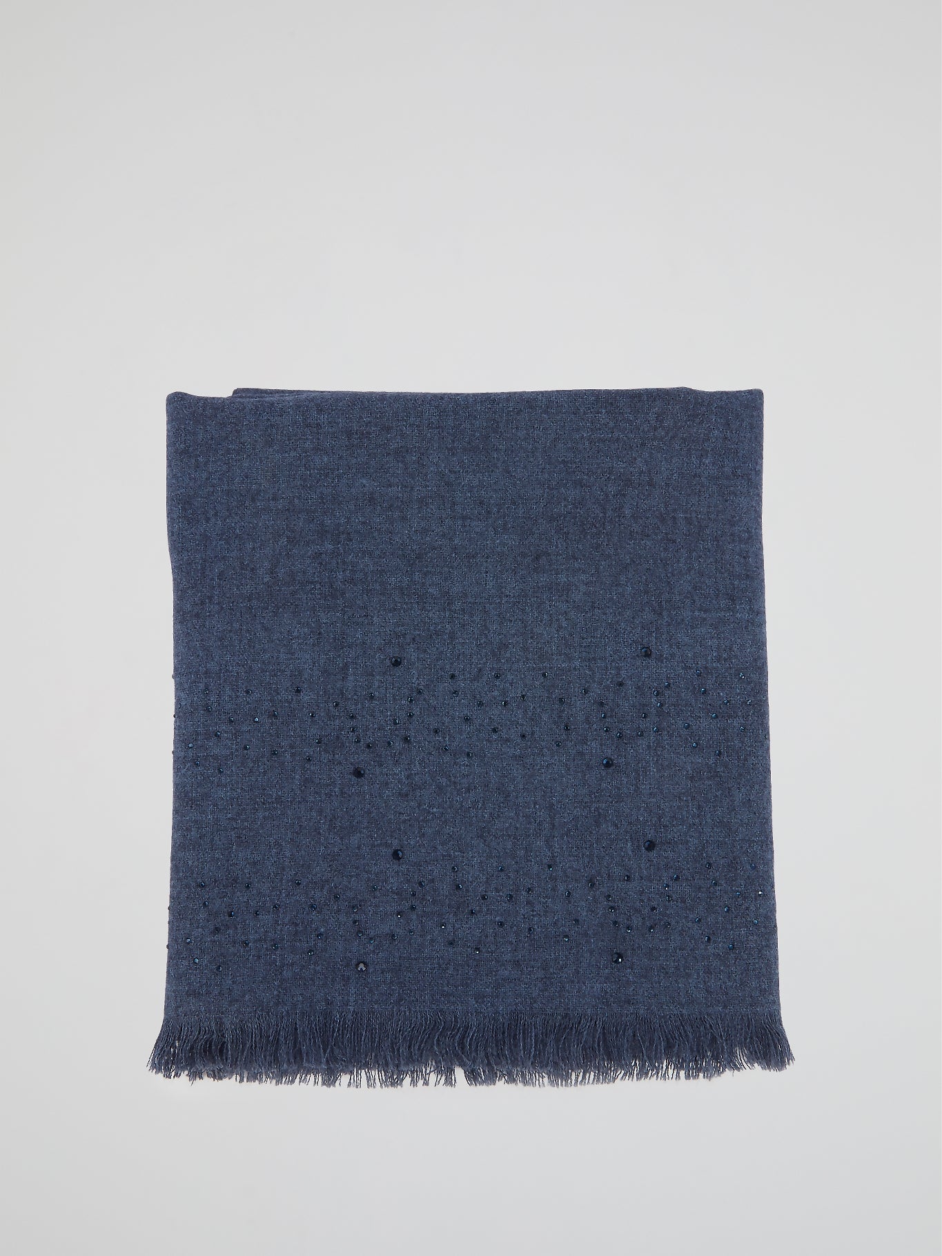 Navy Frayed Strass Stole