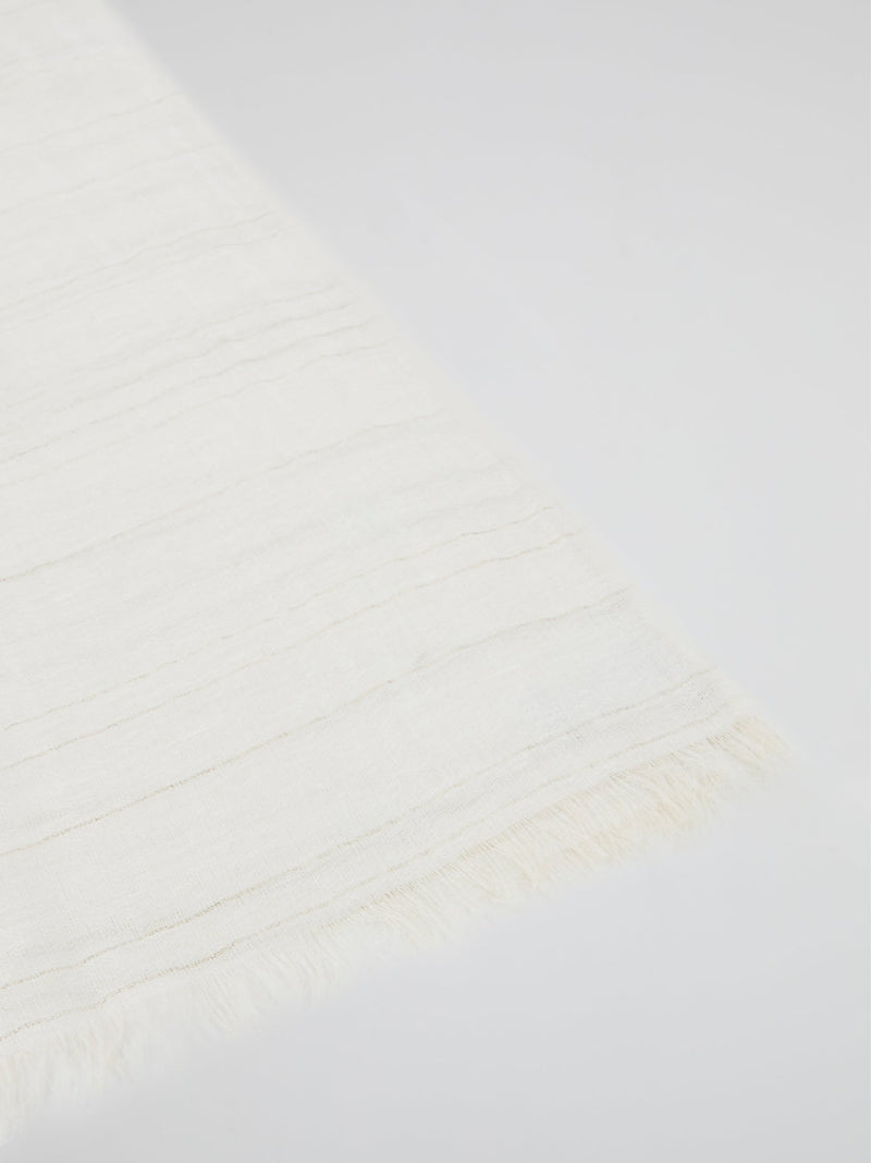 White Frayed Lurex Stole