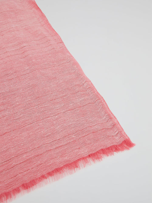 Pink Frayed Lurex Stole