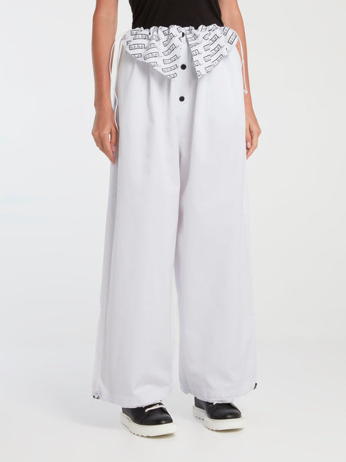 White Drawstring Oversized Pants