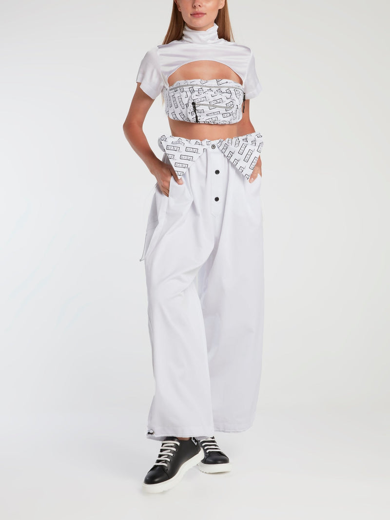 White Drawstring Oversized Pants