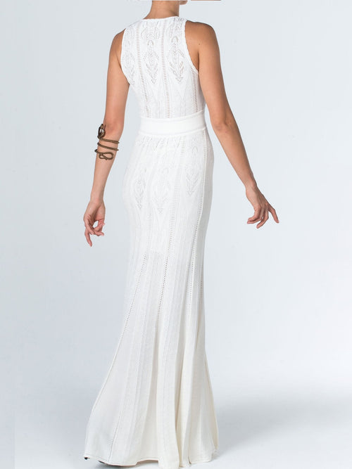 White Lace Empire Sheath Dress