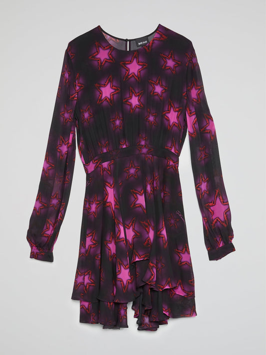 Star Print Frill Hem Dress