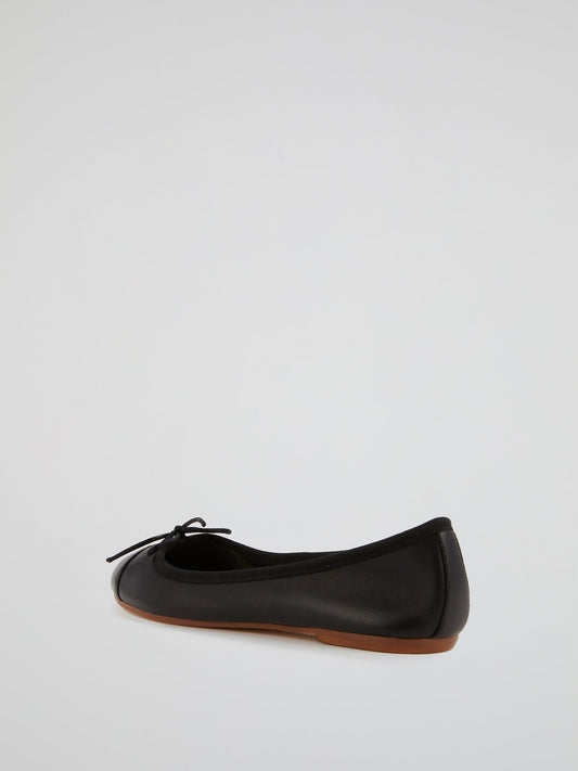 Black Leather Ballerina Shoes
