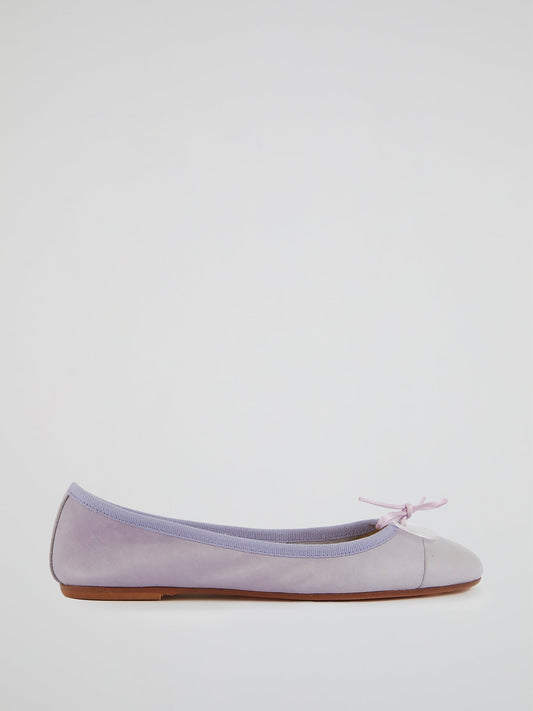 Purple Leather Ballerina Shoes