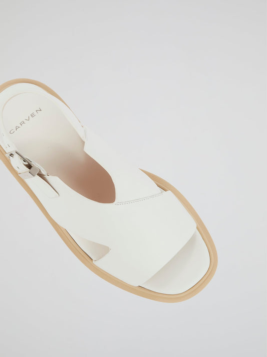 White Slingback Flat Sandals