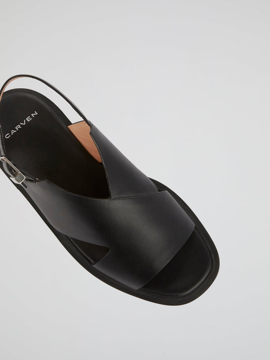 Black Slingback Flat Sandals