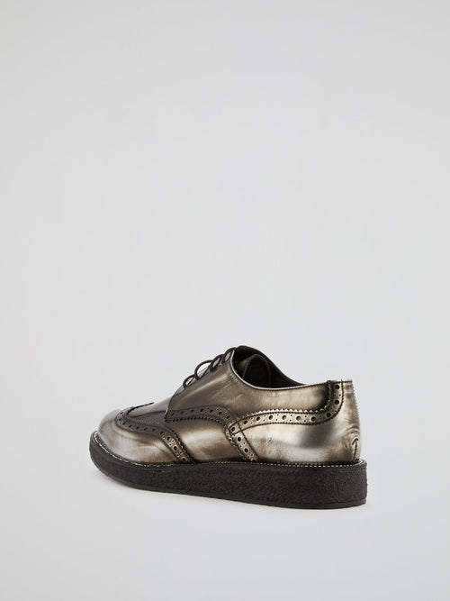 Silver Rustic Leather Brogues