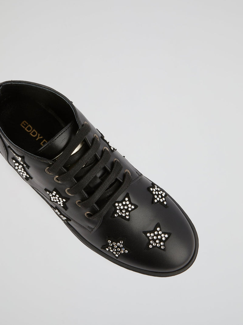 Black Strass Stars High Top Sneakers