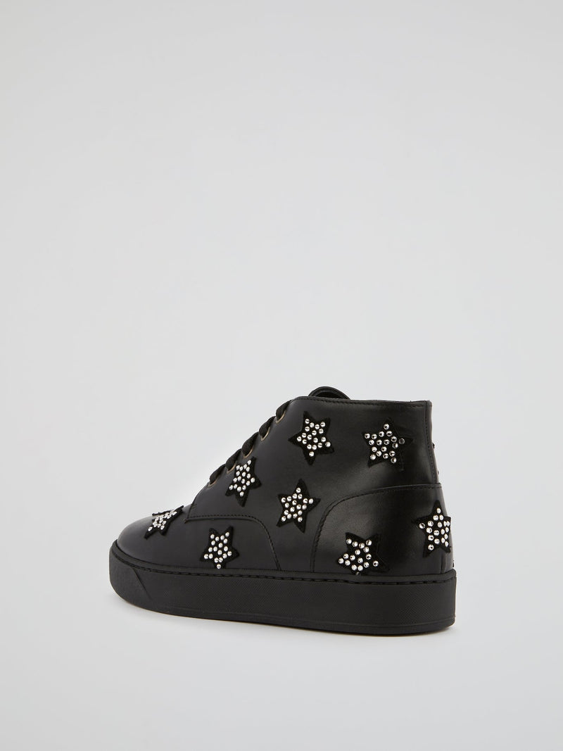 Black Strass Stars High Top Sneakers