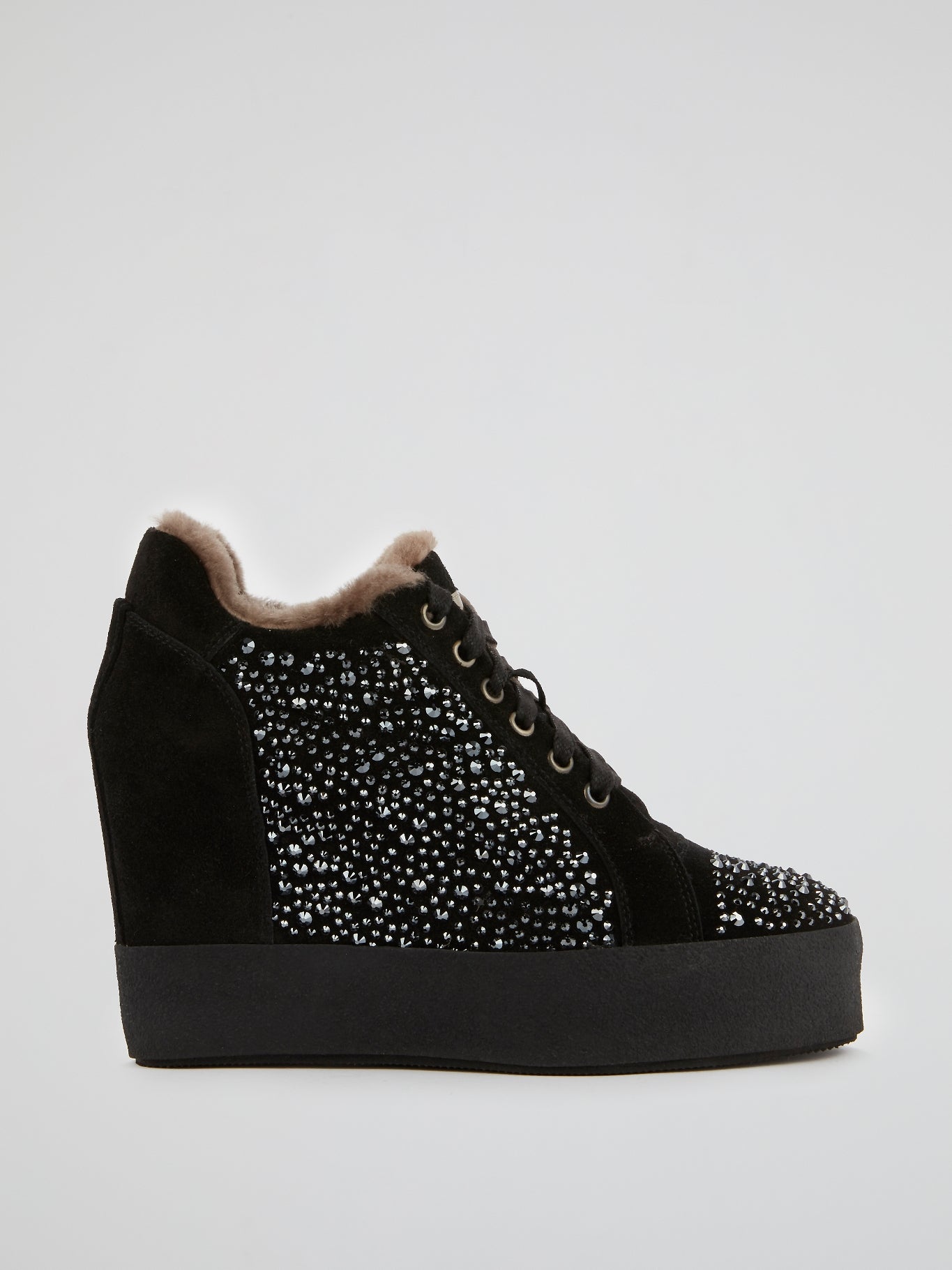 Black Multi-Stud Hidden Heel Sneakers