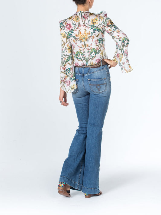 Floral Printed Bell Sleeve Blouse