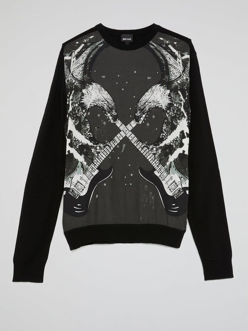 Black Eagle Print Sweatshirt