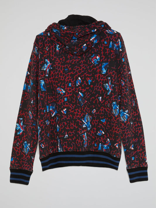 Jacquard Print Hooded Sweatshirt