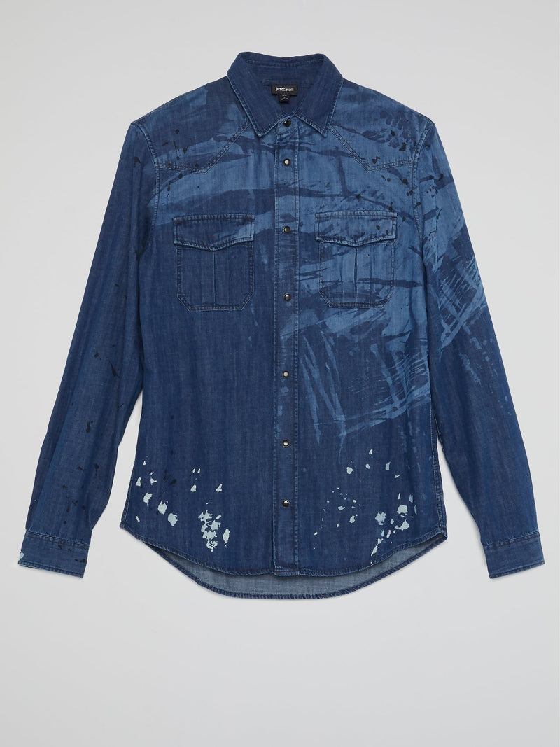 Paint Splatter Denim Shirt