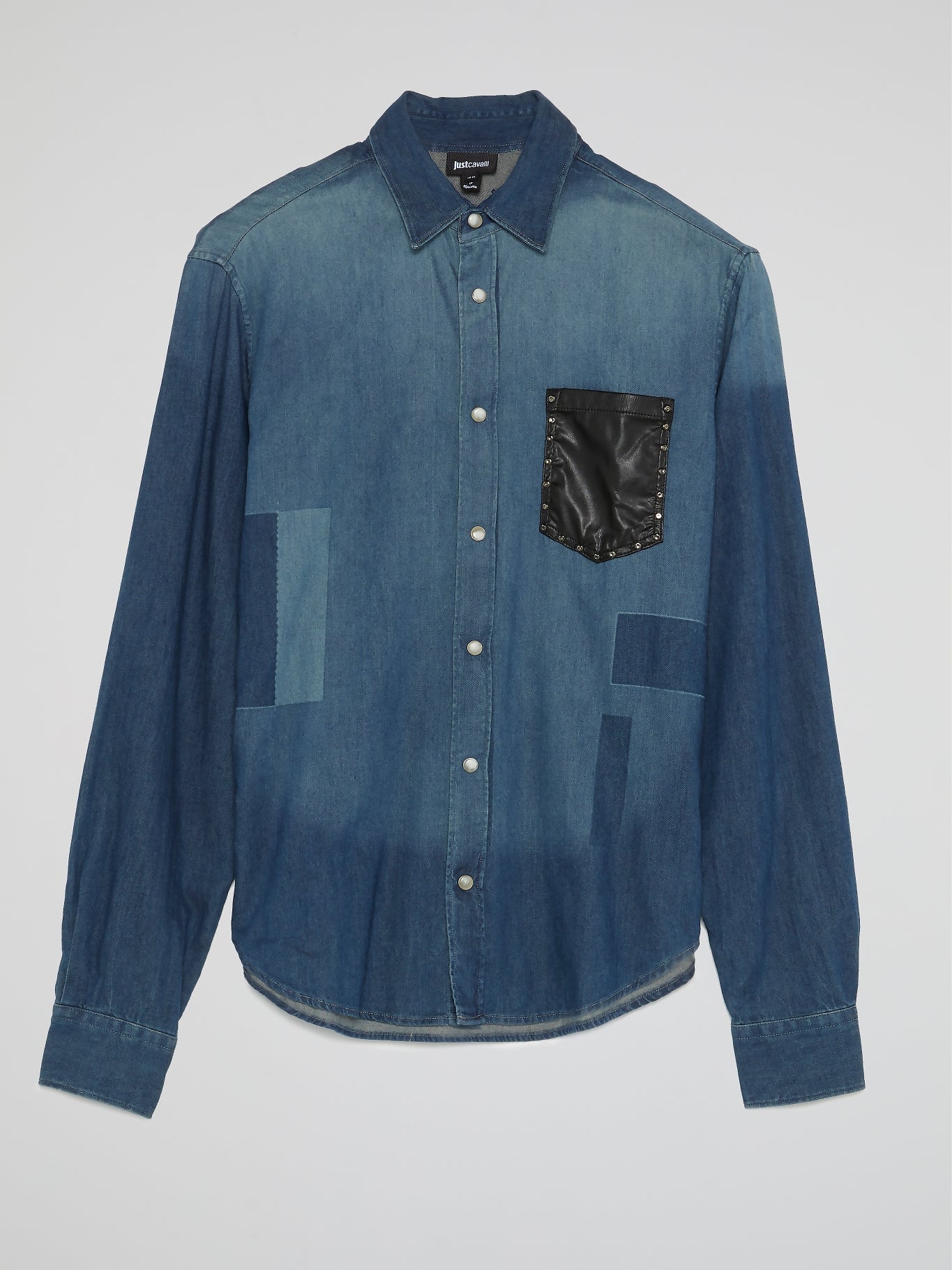 Blue Patched Denim Shirt