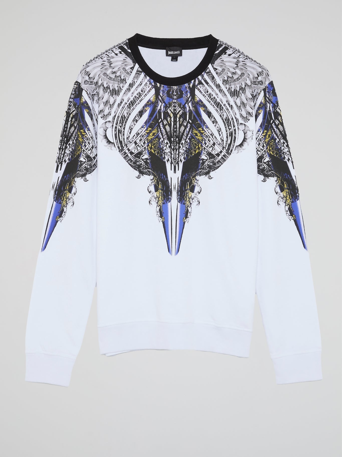 White Print Panel Crewneck Sweatshirt