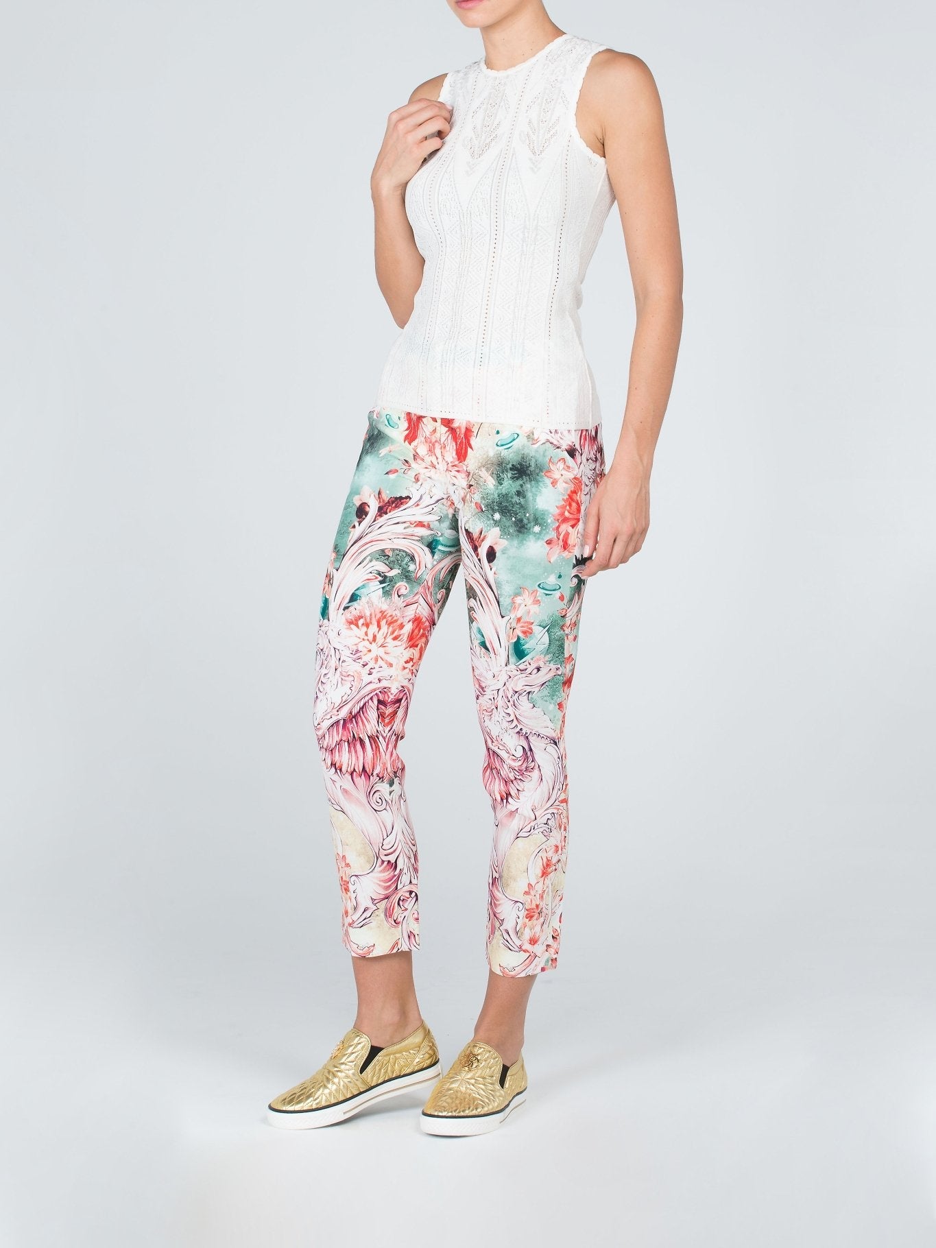 Floral Printed Cropped Skinny Jeans