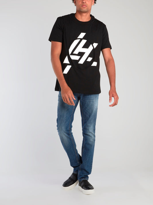 Black Layered Graphic Monogram T-Shirt