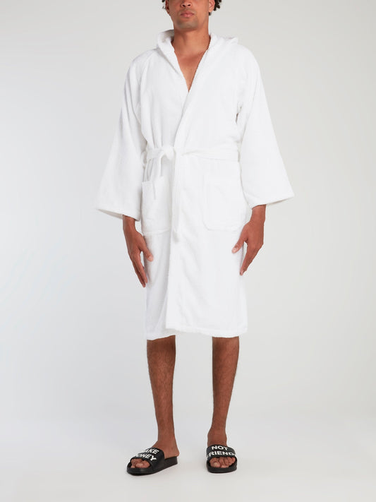 White Logo Embroidered Bathrobe