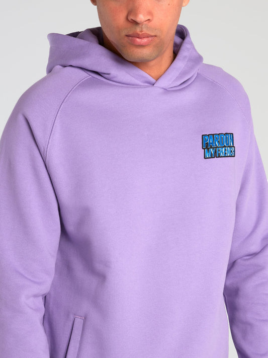 Purple Side Zip Logo Hoodie