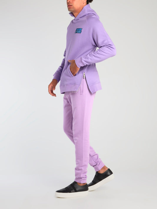 Purple Side Zip Logo Hoodie