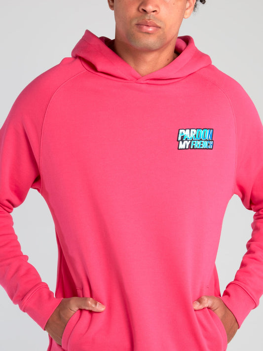 Pink Side Zip Logo Hoodie