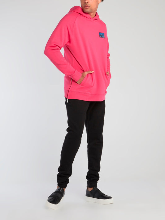 Pink Side Zip Logo Hoodie