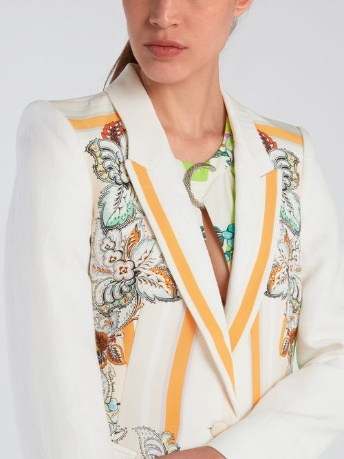 White Floral Print Blazer