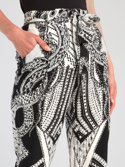 Tribal Tie Front Capri Pants