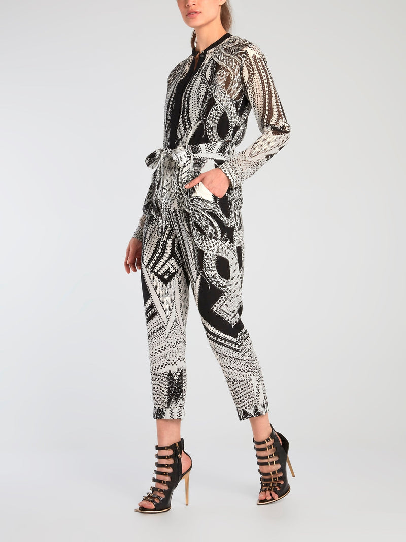 Tribal Tie Front Capri Pants