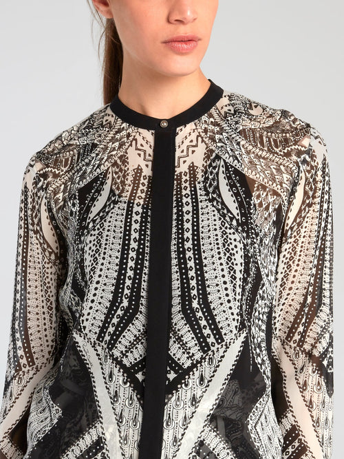 Tribal Print Chiffon Blouse