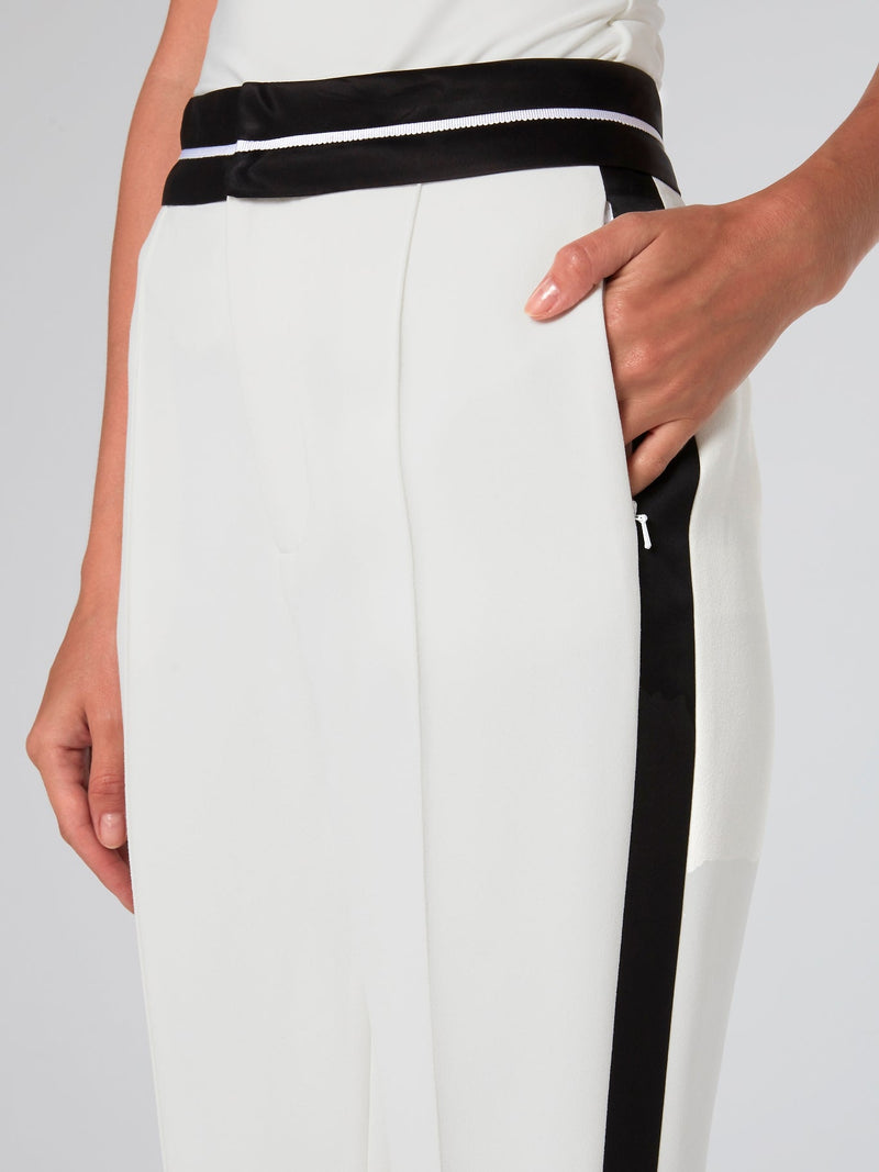 Contrast Detailed Tuxedo Pants