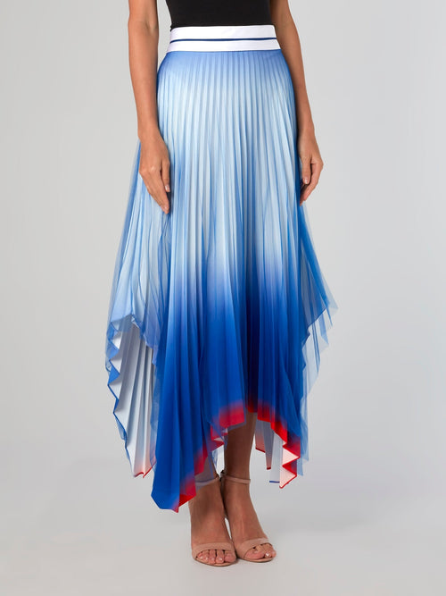 Cloud Sky Accordion Midi Skirt