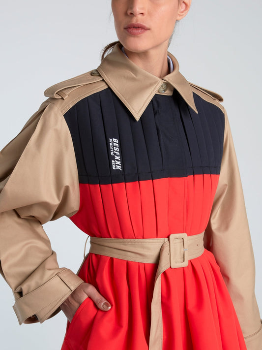 Windbreaker Pleated Front Trench Coat