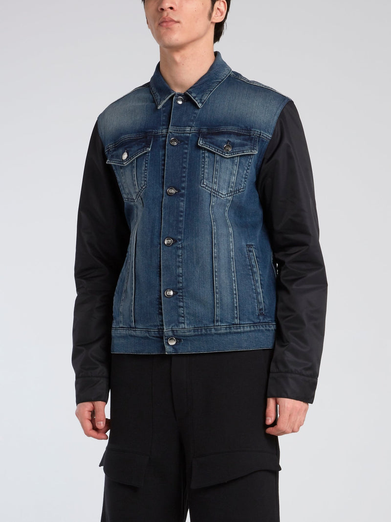 Contrast Fabric Denim Jacket