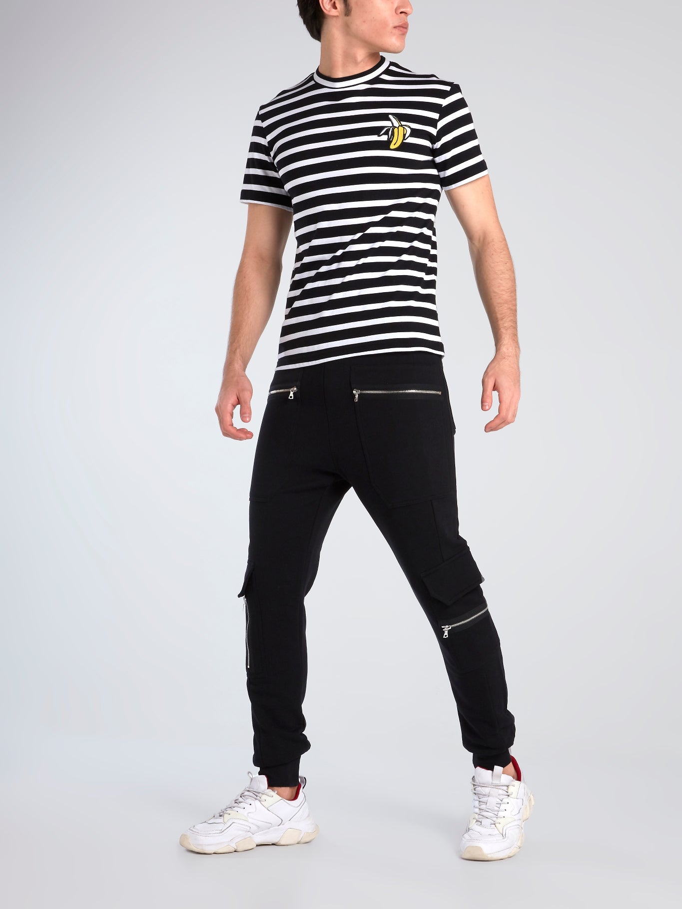 Striped Appliquéd Crewneck T-Shirt