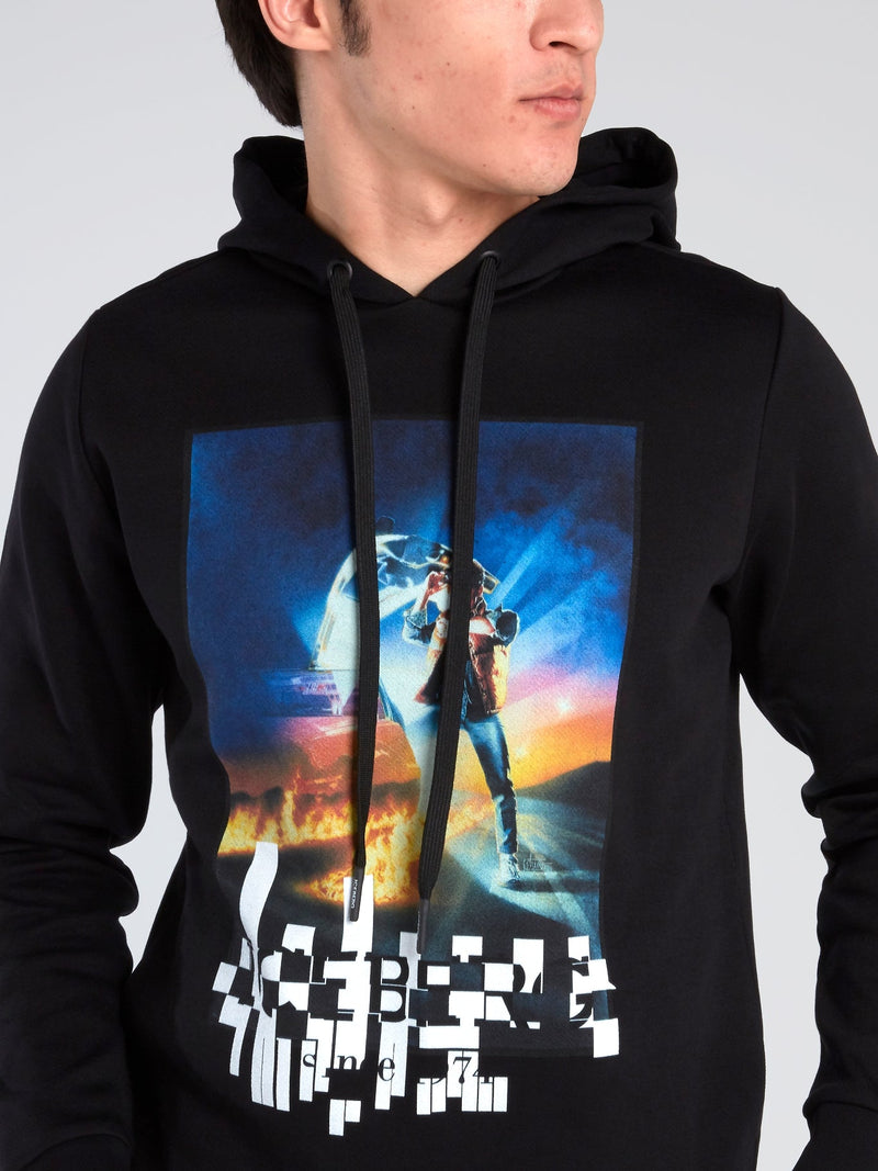 Black Graphic Print Hoodie