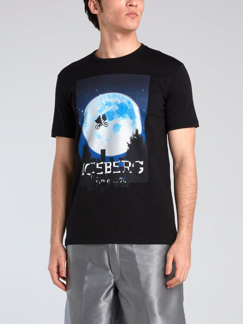 E.T. Black Graphic Print T-Shirt