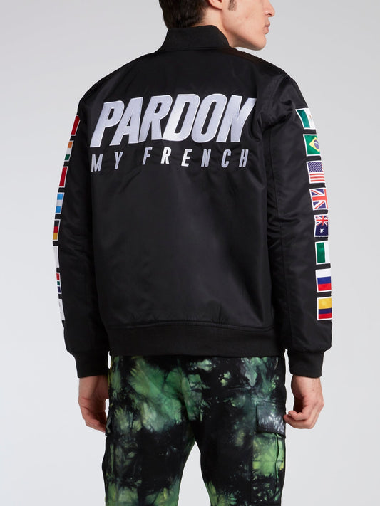 Flag Embroidered Bomber Jacket
